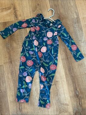 Teal Floral Baby Girls' Long Sleeve Romper by Tea